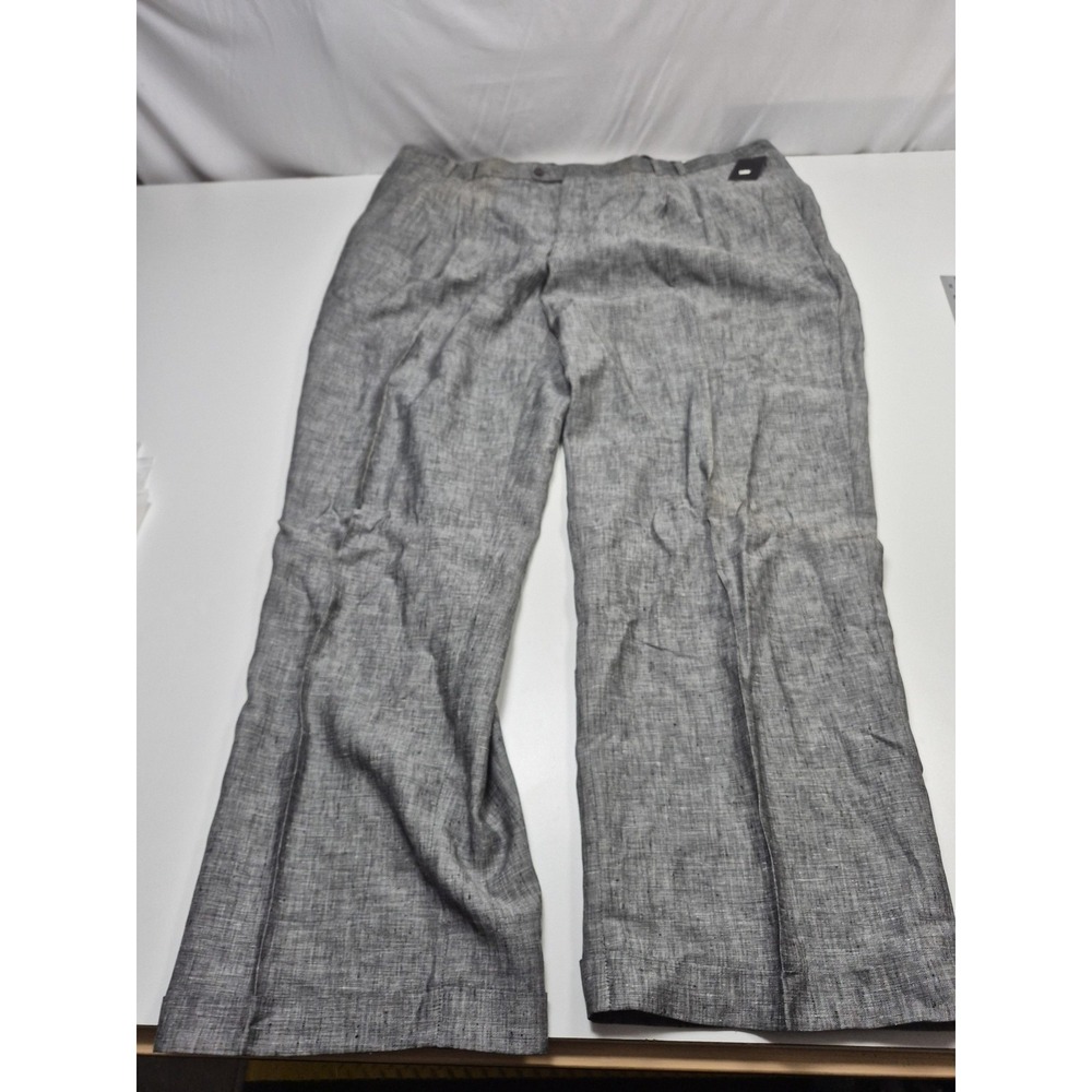 Dreams Dress Pants Mens 51x36 Gray Linen Pleated Relaxed Big Tall Casual NWT